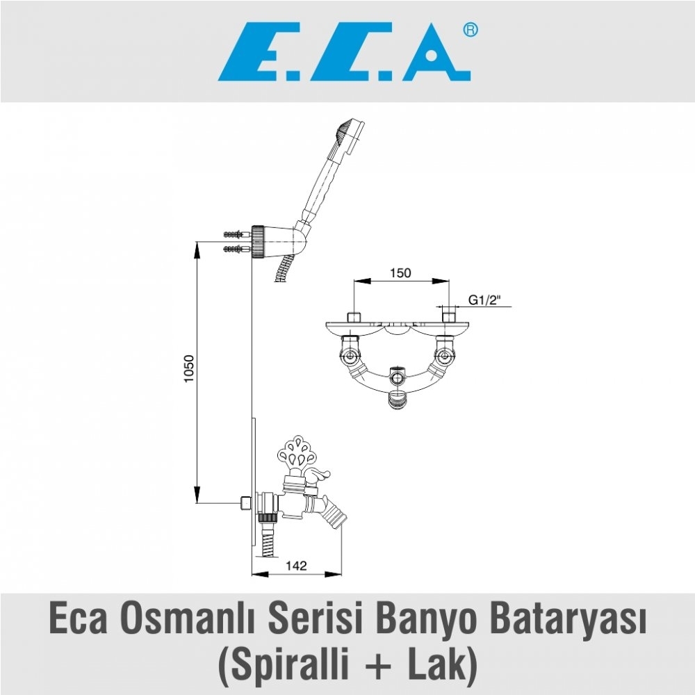 Eca Osmanlı Serisi Banyo Bataryası (Spiralli + Lak), 102202001