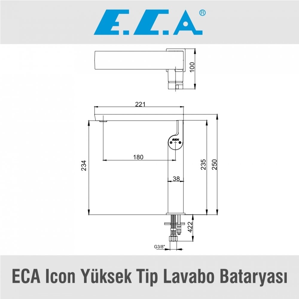ECA Icon Yüksek Tip Lavabo Bataryası, 102188044H