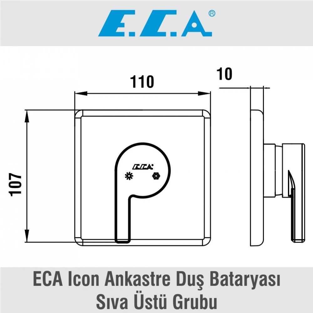 ECA Icon Ankastre Duş Bataryası Sıva Üstü Grubu, 102167101H-K
