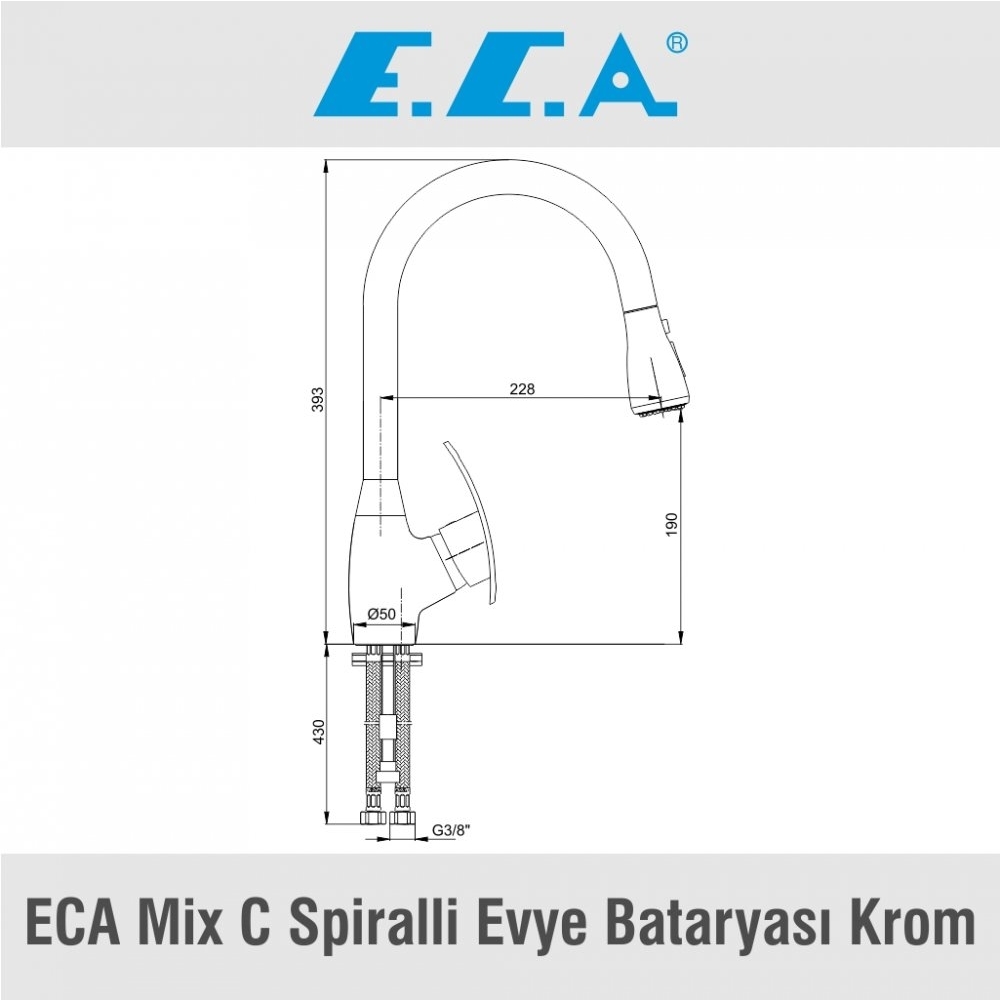 ECA Mix C Spiralli Evye Bataryası Krom, 102108586