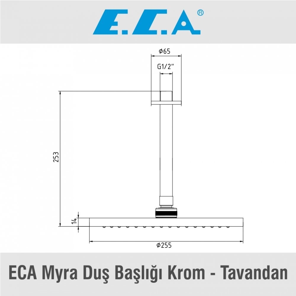 ECA Myra Duş Başlığı Krom - Tavandan, 102145033