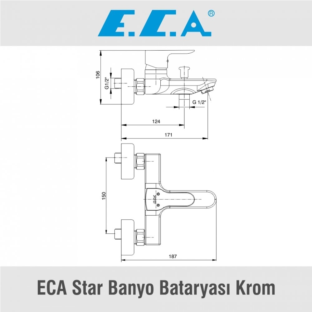 ECA Star Banyo Bataryası Krom, 102102464