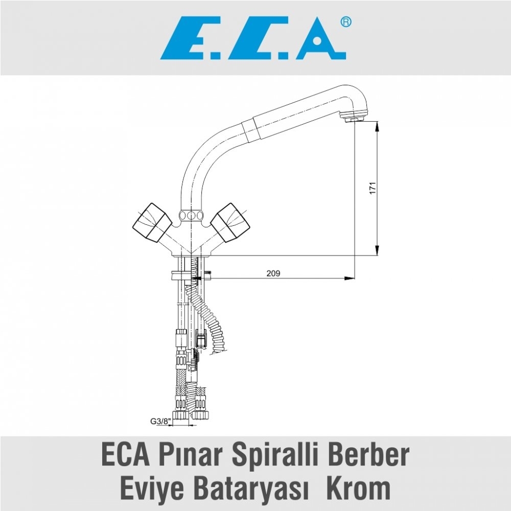 ECA Pınar Spiralli Berber-Eviye Bataryası  Krom, 102118017