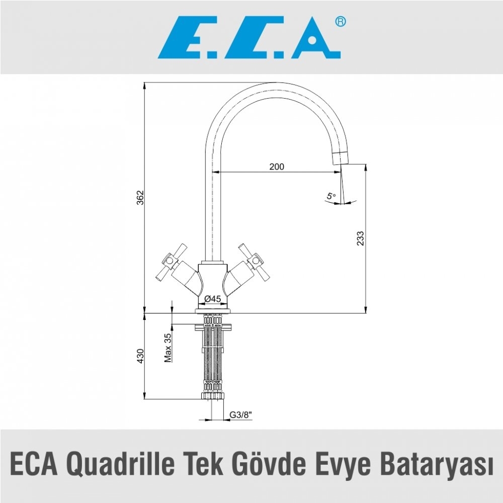 ECA Quadrille Tek Gövde Evye Bataryası, 102108488