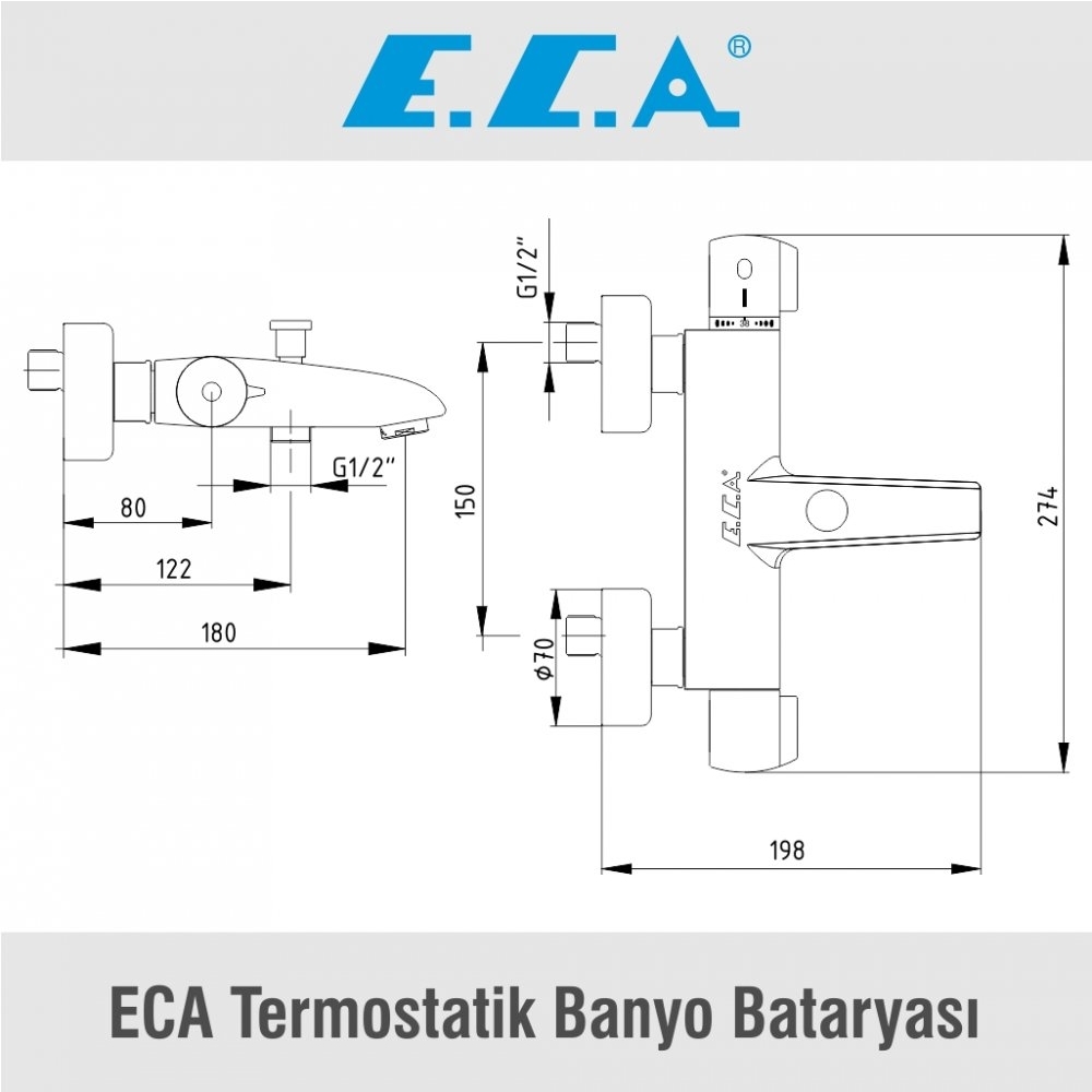 ECA Termostatik Banyo Bataryası, 102102340