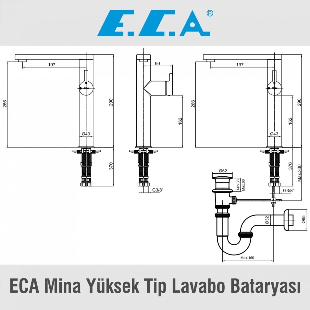 ECA Mina Yüksek Tip Lavabo Bataryası, 102108937H