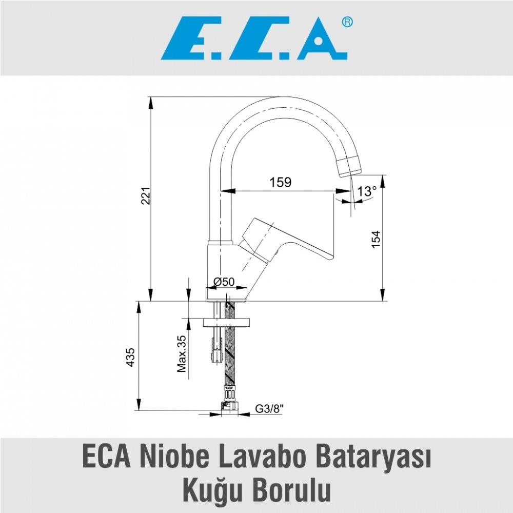 ECA Niobe Lavabo Bataryası Kuğu Borulu, 102188054