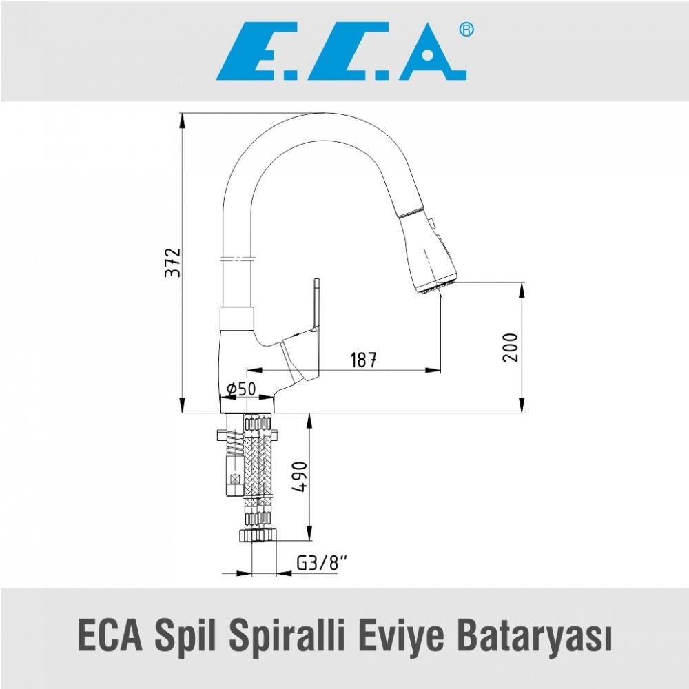 ECA Spil Lavabo Bataryası Kuğu Borulu, 102188026