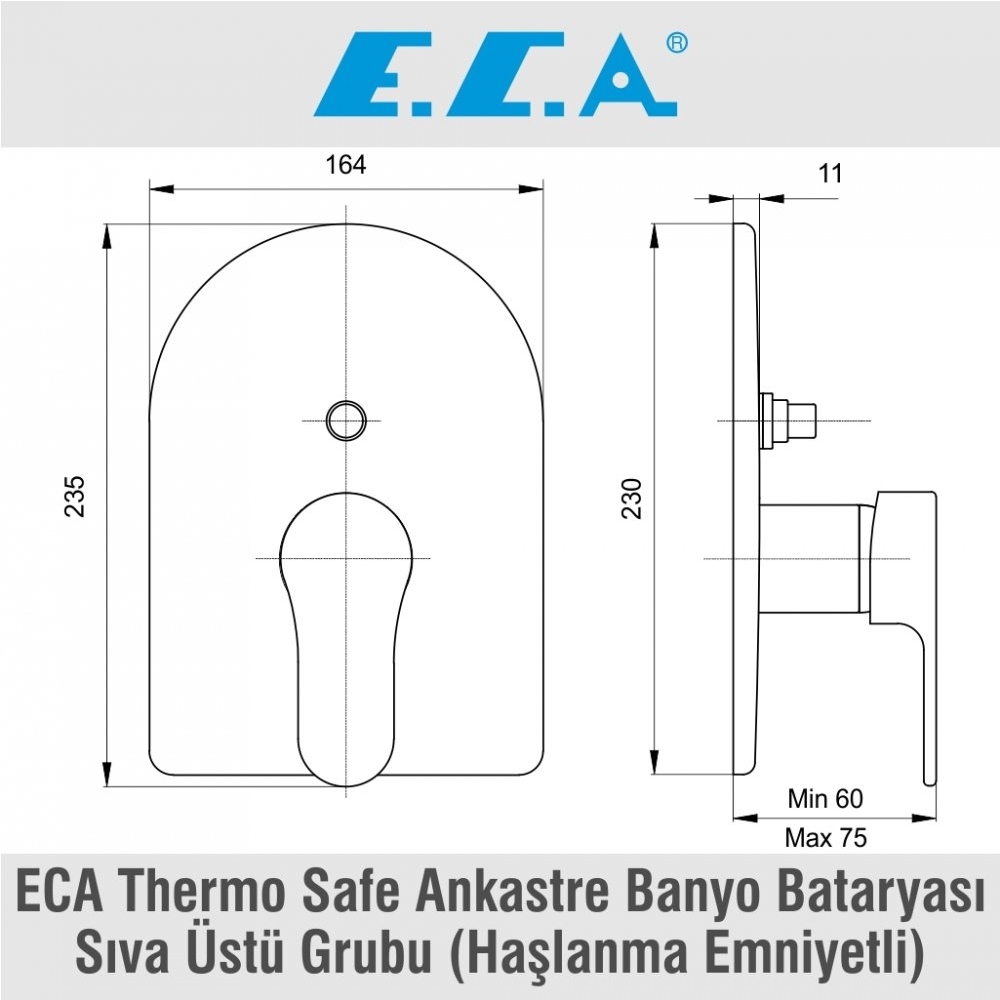 ECA Thermo Safe Ankastre Banyo Bataryası Sıva Üstü Grubu (Haşlanma Emniyetli), 102126823
