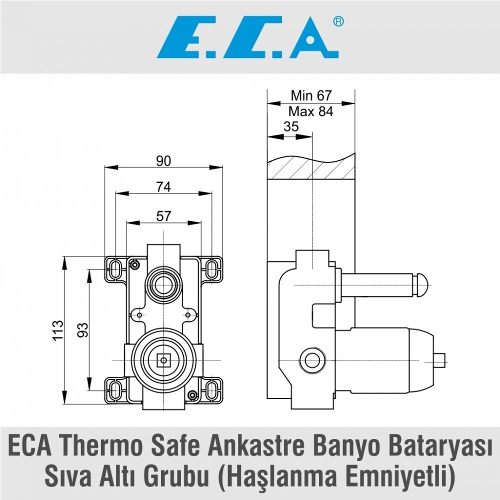 ECA Thermo Safe Ankastre Banyo Bataryası Sıva Altı Grubu (Haşlanma Emniyetli), 102126824